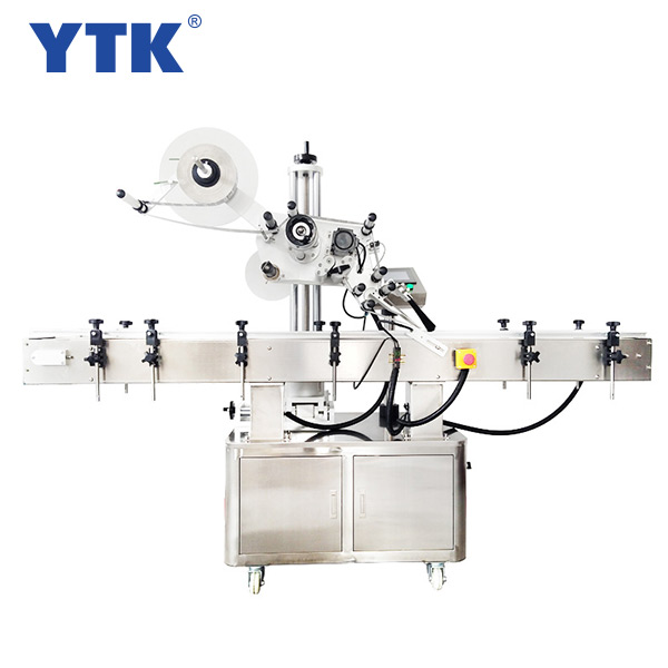 YTK-300 Automatic Automatic Box Carton Pouch Bag Flat Labeling Machine /Automatic Top Labeler Placed Labels On The Top Of Containers