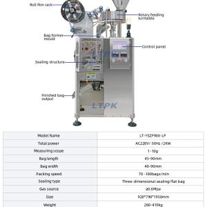 LT-YSZF90X-LP Top Selling Automatic High-Speed Flat Bag  Nylon Triangle Three-Dimensional Bag Packing Machine with Material Tray